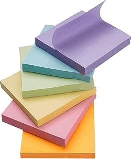 Agoer 600 notas adhesivas de 76 x 76 mm, sticky notes coloridas, notas autoadhesivas de colores para marcar páginas para oficina, estudio, hogar (6 colores)