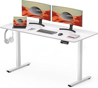SANODESK QS+ 120 x 60 cm Escritorio Elevable Eléctrico con Tablero Escritorio Regulable en Altura Eléctrico Telescópico Bidireccional con Control de Memoria y Tecnología Anticolisión (Blanco)
