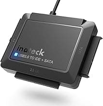Inateck Lector de Disco Duro Externo USB 3.0 a IDE/SATA Aplicable a HDD/SSD de 2.5"/3.5", Adaptador de IDE a USB con Fuente de alimentación de 12V/2A, SA03001