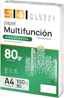 Papel A4, Folios de 80gr, Papel Impresora A4, Paquete de Folios para Uso Escolar, Laboral o Personal, Folios A4 para Fotocopiadora y Multiusos, Papel DIN A4 extrablanco - SIDI (100h, 80gr)