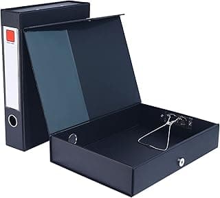 Srvnpioy Paquete de 2 Caja de Archivo de Plástico, Tamaño A4, Lomo de 68mm, Caja de Documentos A4, Carpetas para Archivo para Oficina, Escolar, Negro