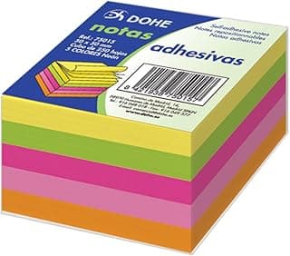 Dohe - Notas Adhesivas Cuadradas (250 uds.) - Tamaño 5x5 cm, 5 Colores: Amarillo, Verde, Rosa, Naranja y Fucsia, Pegado Fácil en Varias Superficies
