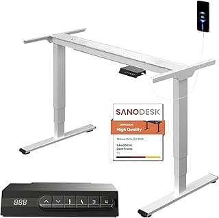 SANODESK E1 MAX Escritorio Elevable con 2 Motores con USB, Mesa de Pie, Regulable en Altura, Función Anticolisión (Altura 60-125CM/Telescópico 110-168CM/Carga 120KG) - Blanco