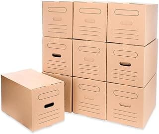 Pack 10 Cajas de cartón Mudanzas Almacenaje Transporte, Caja con Asas para fácil manejo, Dimensiones 50x30x30 cm, Caja Cartón Ultrarresistentes, 100% ecológico