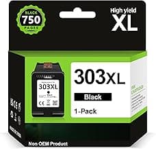 Tinta 303 XL Negro de Alta Capacidad - 750+ Páginas, Reemplazo para Cartucho Tinta HP 303 Negro Original, Tinta Impresora 303 XL para Envy Photo 7134 7830 6232 6230 7130 6220 6234 7100 7155 7800 7834