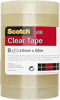 Scotch Cinta Adhesiva Transparente - 8 rollos - 19mm x 66m - Cinta Adhesiva para Uso General para el Colegio, el Hogar y la Oficina
