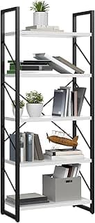 YITAHOME Estantería de 5 Niveles, Estantería Clásica Moderna, Estante para Libros, Estantes de Almacenamiento en Sala de Estar, Oficina en Casa, Organizador de Libros para Libros, Películas, Blanco