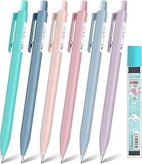 OFFCUP Juego de 6láPices MecáNicos, LáPices MecáNicos Pastel, LáPices MecáNicos de Colores para Artistas EstéTicos con 1caja de Recambio de 0.5mm para Dibujar y Escribir para Suministros Escolares