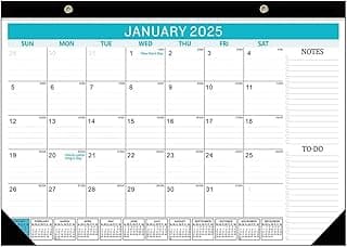Calendario de escritorio 2025 de 18 meses de enero de 2025 a junio de 2026 montado en la pared, planificador de escritorio simple de tamaño grande para el hogar, la escuela y la oficina (azul)