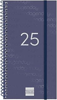 Finocam - Agenda Espiral Year 2025 Semana Vista Horizontal Enero 2025 - Diciembre 2025 (12 meses) Azul Catalán