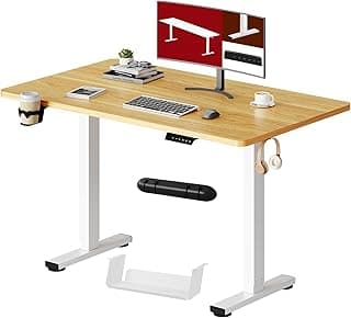 SANODESK QS1 110 x 54 cm Escritorio Elevable Eléctrico con un Tablero Entero Mesa de Elevable Eléctrico Escritorio Regulable en Altura Telescópico Bidireccional con Control de Memoria(Arce Blanco)