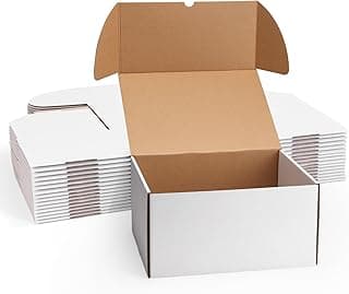 HORLIMER 30,5 x 25,4 x 15,3 cm Cajas de Carton con Tapa para Envios de Paquete, 15 Pack, Cajitas de Papel Kraft para Regalo o Embalaje, Blanco