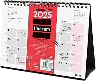 Finocam - Calendario Neutro de Sobremesa para Escribir 2025 Mes Vista Enero 2025 - Diciembre 2025 (12 meses) Portugués