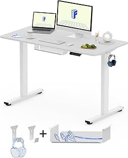 FLEXISPOT Escritorio Elevable Escritorio de Elevable Eléctrico con Tablero Entero 100x60cm, Standing Desk Escritorio Regulable en Altura, Mesa de Elevable con Ganchos Estante y 4 Botones de Memoria