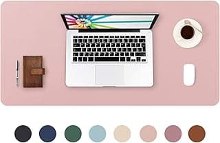 DOBAOJIA Alfombrilla de Escritorio, Protector de Escritorio, Alfombrilla Ordenador, Alfombrilla Teclado y Raton, Tapete de Escritorio, Cuero PU Impermeable+Gamuza Antideslizante (80 x 40cm Rosa)
