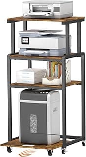 Lifewit Soporte para Impresora de 4 Niveles con Ruedas y Estante de Almacenamiento Ajustable para la Oficina en casa,Carrito para trituradora,escáner, marrón rústico