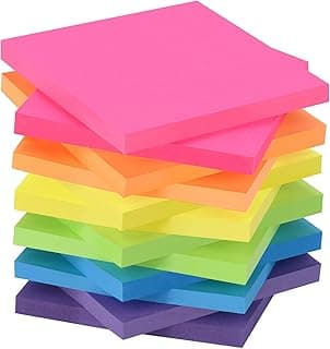 ZCZN Notas Adhesivas, Pack de 12 Bloc de notas, 76 x 76 mm Notas Autoadhesivas, 60 Hojas por Bloc, 6 Colores