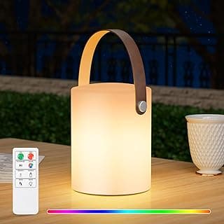 MALUX Lampara de Mesa para Exterior Interior Control Remoto luz Blanca Cálida 100lm RGB 8 Colores a Prueba de agua IP44 Lampara noche Lampara Portatil para Jardín Mesa Hotel Decoración de Pascua