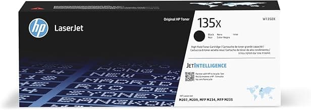 HP 135X W1350X, Negro, Cartucho Tóner de Alta Capacidad Original, de 2.400 páginas, para impresoras HP LaserJet M209dwe, MFP M234sdwe, MFP M234sdne, MFP M234sdn, MFP M234dwe, MFP M234dw, MFP M234sdw