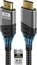 Cable HDMI,Cable HDMI 2.1 Ultra 48Gbps HighSpeed 8K@60Hz 4K@120Hz 7680P eARC HDCP 2.2&2.3 DTS:X Dynamic HDR Dolby Atmos Cable Compatible con HDTV,Xbox,Mac,PC,Portátil,Monitor,Proyector,PS 5/4/3,2M