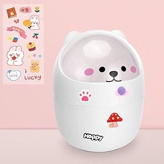Mini Papelera Escritorio, Pequeño Design Cubos Basura con Lindas Pegatinas, Mini Cubo de Basura, Papelera Sobremesa, Mini Bote de Basura de Escritorio, Cubo Basura para Cocina Baño Oficina Escritorio