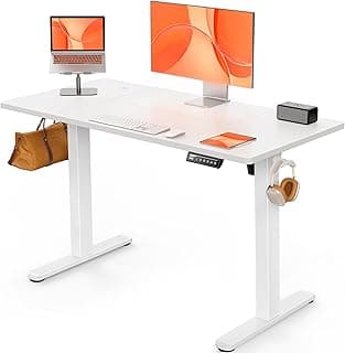 ErGear Escritorio Elevable Eléctrico, Mesa de Trabajo Ajustable en Altura, Mesa de Oficina en Casa con Tablero Ensamblado, 120 x 60 cm, Estilo Moderno, Ideal para Trabajo, Redacción y Juegos