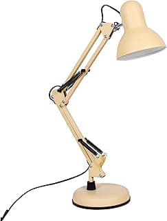 BEL AIR HOME - Lámpara de Escritorio LED Articulada Flexo Antigona | Diseño Vintage Retro | Altura Ajustable 34-67 cm | Metal Resistente | Ideal para Oficina y Hogar, (AMARILLO MATE)