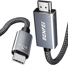 BENFEI Cable USB C a HDMI de 3M [4K@60Hz, carcasa de aluminio, trenzado de nailon], Thunderbolt 3/4 compatible con iPhone 15 Pro/Max, MacBook Pro/Air 2023, iPad Pro, Surface Book 2, Galaxy S23 y más