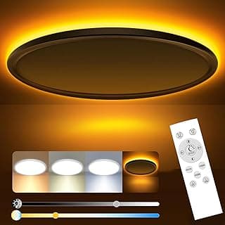 slochi lampara techo,36W 4200LM plafon led techo, panel plano regulable con mando a distancia, Luz Nocturna Regulable 1800K，3000K-6500K Lámpara de techo Slim salon, dormitorio-Blanco redondo