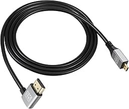 RIIEYOCA 90 grados ángulo recto UHD 8K HDMI Macho a Micro HDMI Macho 18Gbps de alta velocidad 2.1 Cable extendido soporta 8k @ 60Hz, 1080p, ARC, 3D, para DVR, HDTV, (Right Angle,2m)
