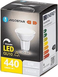Blendend Lámpara LED regulable GU10 6W 4000K con cristal copa para iluminación eficiente y ambiental en hogares y oficinas.