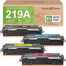 swiss toner 219A (con chip) Compatible con HP 219A Toner Set para MFP 3302FDWG Toner para HP Color Laserjet Pro MFP 3302FDWG MFP 3302FDNG MFP 3302SDWG para 219X 219A W2190A W2191A W2192A W2193A,4-Park