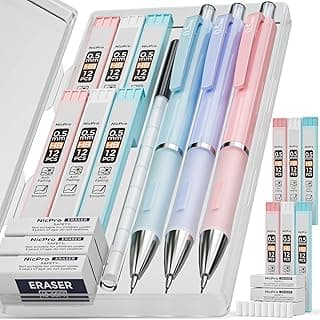 Nicpro 3 Piezas Pastel Portaminas 0.5 mm - Colores Dulces con 6 Tubo HB Minas, 3 Borrador - Dibuja, Ilustra, Para Arquitectura, Escritura y Trabajo Escolar