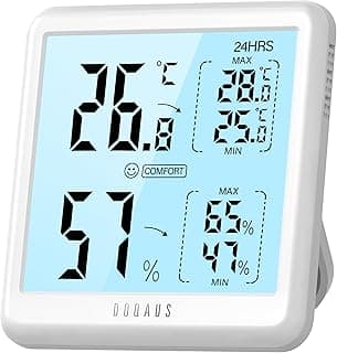 DOQAUS Termómetro Higrómetro para Interior Digital Termohigrómetro Ambiental Profesional con Gran Pantalla LCD,5s de Respuesta Rápida para Medición de Temperatura/Humedad para Hogar&Oficina-Blanco