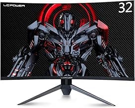 LC-Power Monitor Gaming Curvo de 32 Pulgadas, 165hz, 1500R, Hdr10, 1920x1080, HDMI, DP, 1080p, Compatibilidad Freesync & G-Sync - LC-M32-FHD-165-C-A