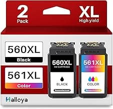 Halloya 560 561 Cartuchos de tinta PG-560XL CL-561XL de repuesto para Canon 560 560 PG 560 XL negro y CL 561 XL para Canon Pixma TS5350 TS5351 TS5352 TS5353 TS7451 TS7450 (1 negro 1 Tri-Color)