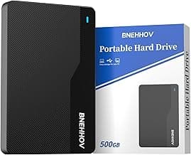 BNEHHOV 500GB Ultra Delgado Portátil Disco Duro Externo HDD Disco Duro-USB 3.0 de Expansión de Almacenamiento Compatible con PS4, PC, Mac, Ordenador Portátil, Xbox, Android, Office (Negro) (HDD02, 2)