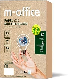 M-Office Papel Reciclado DIN A3 80gr - Paquete de 50 Folios para Fotocopiadora e Impresora - 100% Reciclado