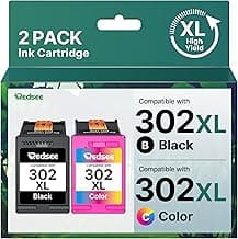 Redsee 302XL Cartuchos de Tinta Remanufacturado para HP 302 XL Negro y Color Cartucho de Tinta 302 Impresora Compatible para HP Envy 4524 4520 4527 DeskJet 3630 2130 OfficeJet 3831 3835 5230（2-Pack）