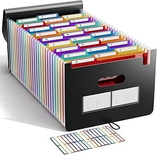 Carpeta Clasificadora 26 Bolsillos - ABClife Archivador A4 acordeón de gran Capacidad soporte Extensible portátil acordeón Clasificador Documentos para Office School,Etiquetas del alfabeto A-Z