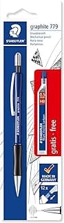 Staedtler 7795ABK25D Lápiz Mecánico Grafito y 1 Pieza Caja Fina de Mina (Hb) Sin Cables B, Diámetro de Plomo 0.5 mm, Color del Cañón: Negro, Blister Card
