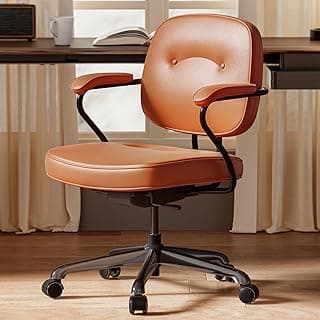SIHOO L3D Silla de Oficina Moderna - Silla Ergonómica de Mediados de Siglo con Respaldo Alto, Asiento Ancho Acolchado y Reposabrazos Regulables para Hogar, Oficina o Estudio - Marrón