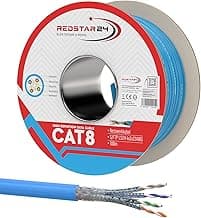 RedStar24 CAT 8 Cable Ethernet 100m - Cable de Red CAT8.1 LAN Cobre Cable de Datos CAT.8 Gigabit S/FTP Categoria 8, Libre de Halógenos PIMF PoE 40Gbit Conexión de Red, RoHS, AWG 22/1, 100 Metros