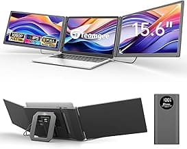 Teamgee Monitor Portátil con Banco de energia de 10000mAh, 15.6" 1080P FHD Extensor de Pantalla para Portátil, Pantalla Portatil Extensible for 13"-17" Laptops de Mac, Wins, Android
