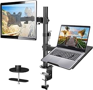 HUANUO Soporte Monitor y Portatil para 13-32 Pulgadas PC, Brazo Monitor y Portatil para Portátil hasta de 17 Pulgadas, Soporte Mesa Monitor