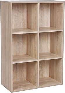 VASAGLE Librería, Estantería Almacenaje, de 6 Compartimientos, para Sala de Estar, Estudio, Oficina, 30 x 65,5 x 97,5 cm, Natural LBC203H