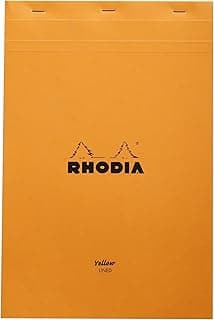 RHODIA 19660C – Bloc de notas grapado n.º 19 Orange – A4+ – Linado – 80 hojas desmontables – Papel amarillo de 80 g/m² – Cubierta de tarjeta revestida flexible, resistente e impermeable – Básicos