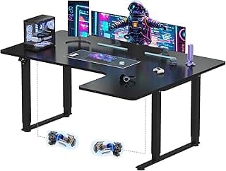 SANODESK Escritorio Elevable Eléctrico (180x110 cm) con 4 Patas - Escritorio de Juegos, Gaming Mesa, Escritorio Regulable en Altura en Forma de L con 2 Motor, Control de Memoria (Negro)