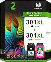 Economink 301XL Cartuchos de Tinta, 301 XL Negro y Color Remanufacturado para HP 301XL Cartucho de Tinta, para DeskJet 2540 1510 3050a 1050 2050, Envy 5530 4500, OfficeJet 4630 ​Impresoras (Pack de 2)