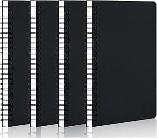 PALUDO 4 Piezas Bloc de Notas Espiral A5 Rayas, Cuaderno de Bocetos Espiral Cuadernos de Papel Kraft 120 Páginas/60 Hojas